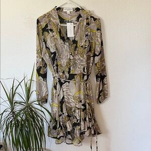 Bardot Olive Floral Print Midi Dress